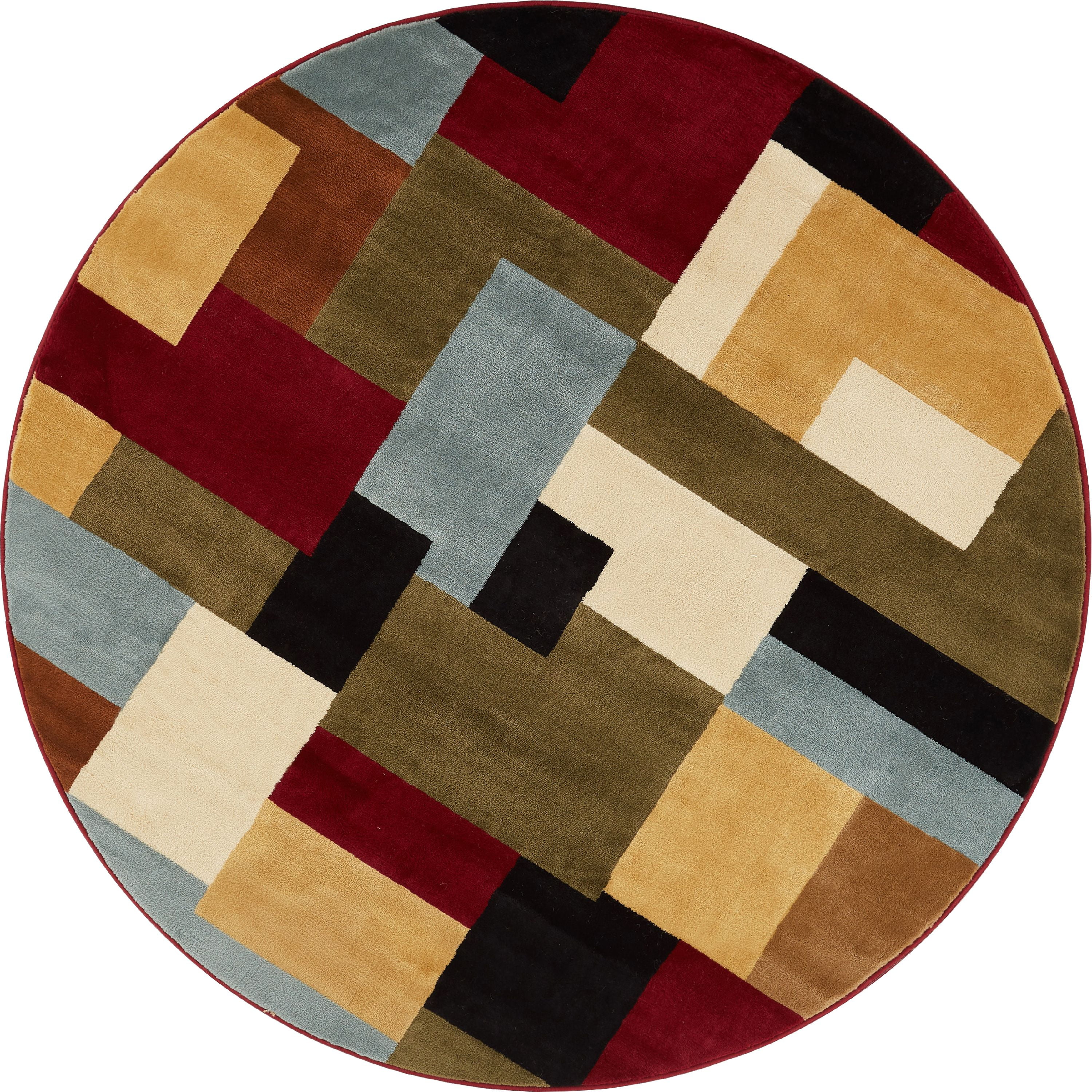 Well Woven Barclay River Modern Abstract Geometric Red 7'10" Round Area