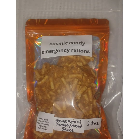 Freeze Dried Macaroni With Tomatoes and Meat Sauce, High Energy, 25-Year Shelf Life, 2.5 oz