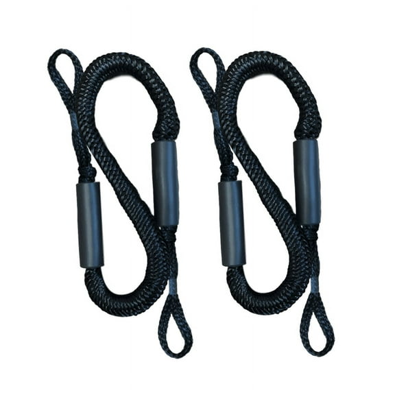 Pactrade Marine Bungee 2 Pieces Dock Line Mooring Rope 4ft EVA Foam Floats (Black)
