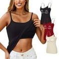 thumbnail image 2 of WTOBBY 3-Piece Women's Removable Pad Camisole Set, Sexy Oversized Underwear with Chest Support, Comfort Fit Plus Size Stretchy Layering Tanks,Beige L, 2 of 5