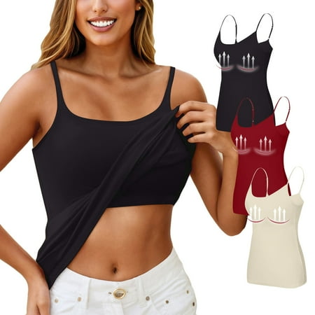 Nokdvo 3PC Yoga Racerback Tank Top for Women with Built in Bra Women s Padded Sports Bra Fitness Workout Running Shirts S
