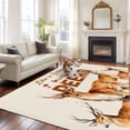thumbnail image 3 of 5x7 Washable Area Rug, Beige Deer Non-Slip Large Rectangle Rug for Living Room Bedroom, Wildlife Animals Rustic Farmhouse Elk Rustic Farmhouse Indoor Floor Mat for Home Decor, 3 of 9