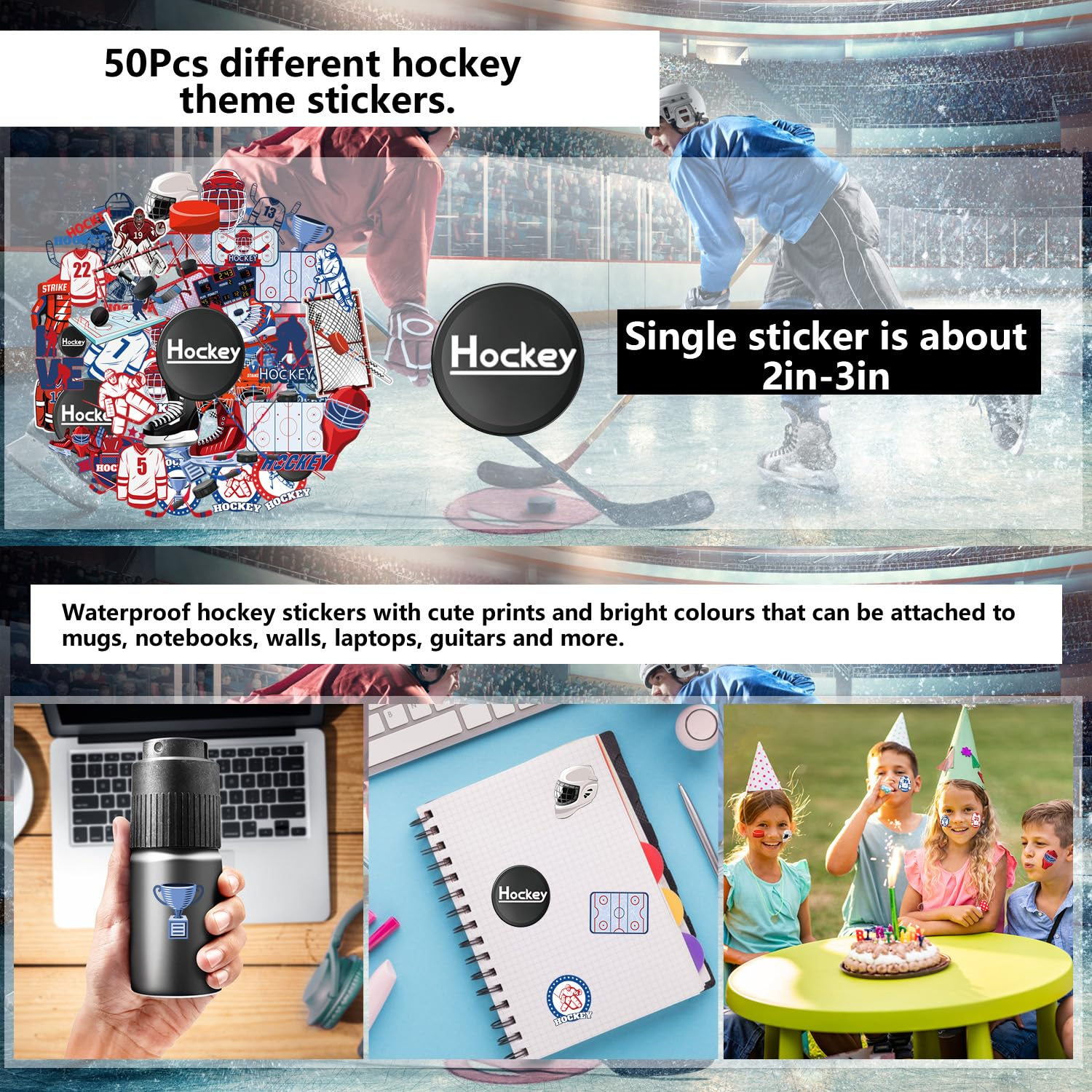 Hockey Party Favors 130Pcs Hockey Party Supplies Foam Hockey Balls, Silicone Wristbands, Hockey Theme Stickers, Hockey Theme Gift Bags, Hockey Keychains, Gifts for Kids Students