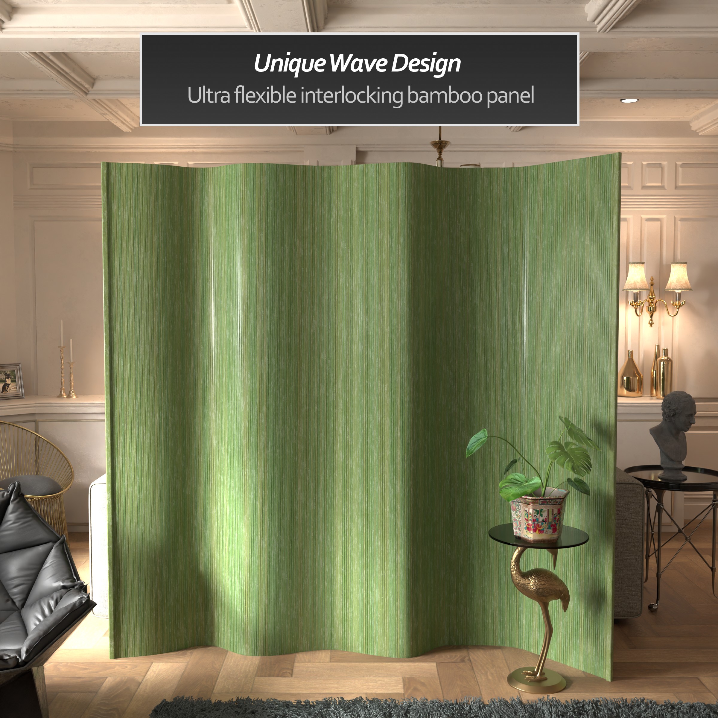 7 ft. Tall Bamboo Wave Screen - Sage