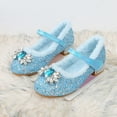 thumbnail image 3 of MEZZALL Child Warm Thick Heeled Shoes With Soles Fashionable Princess Casual Flat Shoes With Diamonds Trendy Toddler Footwear, Blue, 4-4.5 Years, 3 of 4