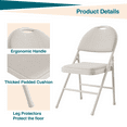 thumbnail image 3 of Senfot Folding Chairs, Heavy Duty Metal Folding Chair with Soft Cushion and Back,Linen Padded Foldable Chair, , Upholstered Chair for Home Office Party Beige 4pcs, 3 of 7
