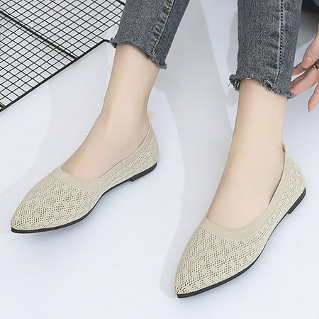 

Josdec Womens Shoes Clearance Spring/Summer Flat Bottom Shallow Mouth Shoes Pointed Mesh Single Shoe