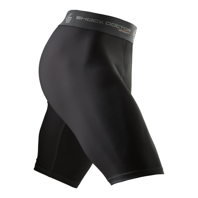 Shock Doctor Compression Short with Cup, Black, Adult Large