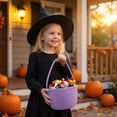 thumbnail image 4 of Purple Rope Storage Basket, Trick Or Treat Basket, Halloween Gift Basket, Halloween Party Favors for Student, 9X8X8 Inch Jack O Lantern Pumpkin Woven Tote Bag, Multi-Functional, 4 of 7
