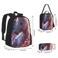 thumbnail image 4 of Naloa Flower White Horse Print Large Capacity Backpack Lunch Bag Pencil Case Combination 3 Piece Set for Student, 4 of 8