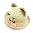 thumbnail image 5 of LRen Little Girl Tea Party Hats Girls Embroidered Cat Ears Sun Hat Wide Brim Summer Beach Visor With Bow for Baby Toddler Khaki, 5 of 7