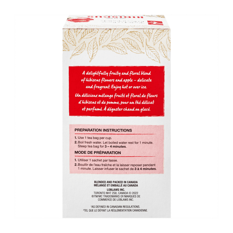 President's Choice Hibiscus White Tea, 20ct, 40g/1.4 oz - Walmart.com