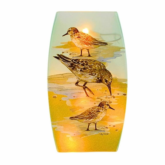 Stony Creek Sandpipers Pre-Lit Jar - One Pre-Lit Jar 8 Inch, Glass - Coast Mudflats Shorebirds SPW3275
