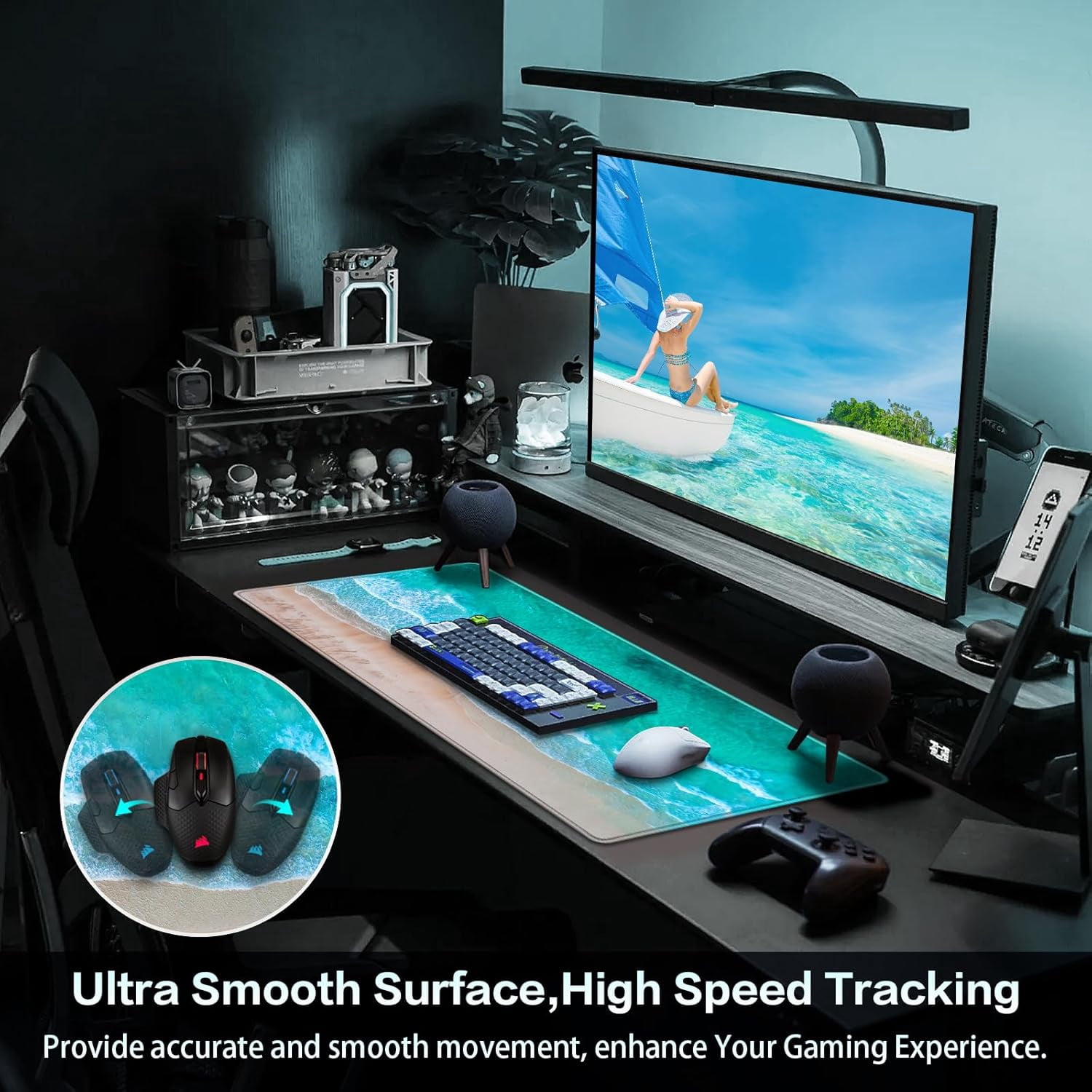 Gaming Mouse Pad, Large Extended Mouse Pad Big Computer Mousepad for Home Office Gaming Work 31.5x15.7inch