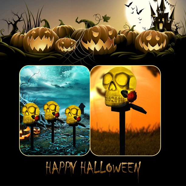 Luz solar LED para caminos, Halloween IP55, impermeable, impresionantes decoraciones de Halloween