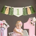 thumbnail image 4 of ievspot 1 Pcs 1st Birthday High Chair Banner Decoration Green Tassel Themed Birthday Party Decoration Girl Baby Shower Wall Hanging Banner, 4 of 8