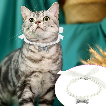 QISIWOLE Pet Jewelry Pearl Necklace Cat And Dog Collar Pendant Gift Decoration Deals