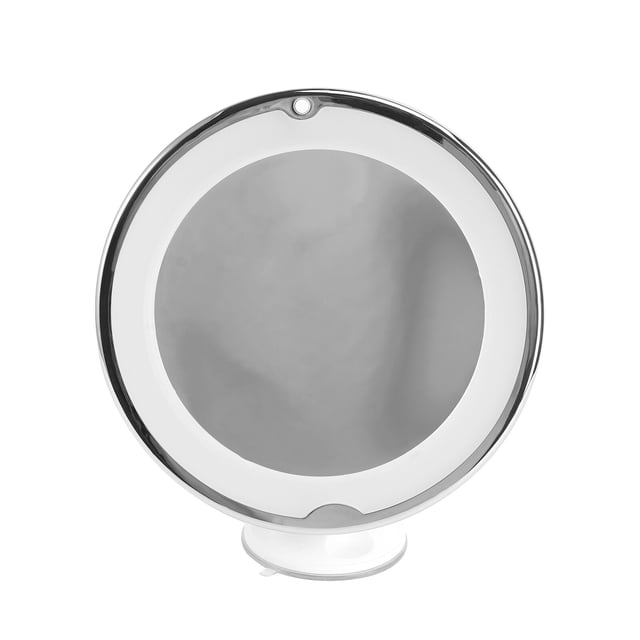 Shisuyan 7X Magnifying LED Tabletop Round Makeup Cosmetic Mirror with Sucker (White/Without Battery)