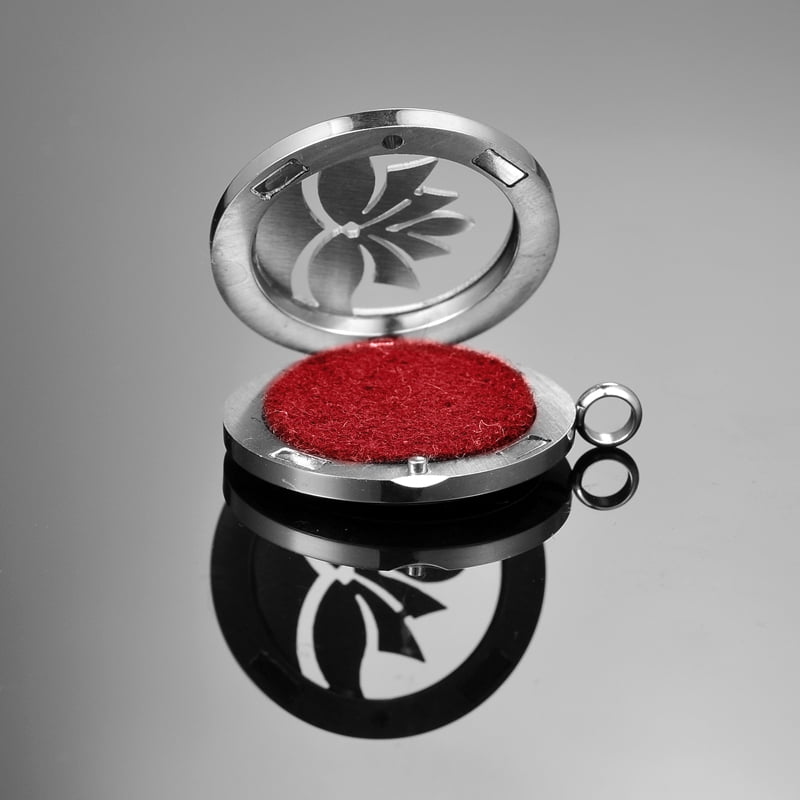 Silver Lotus Flower Aromatherapy Necklace Oil Lockets Jewelry Essential Oil Diffuser Necklace with Gift Box