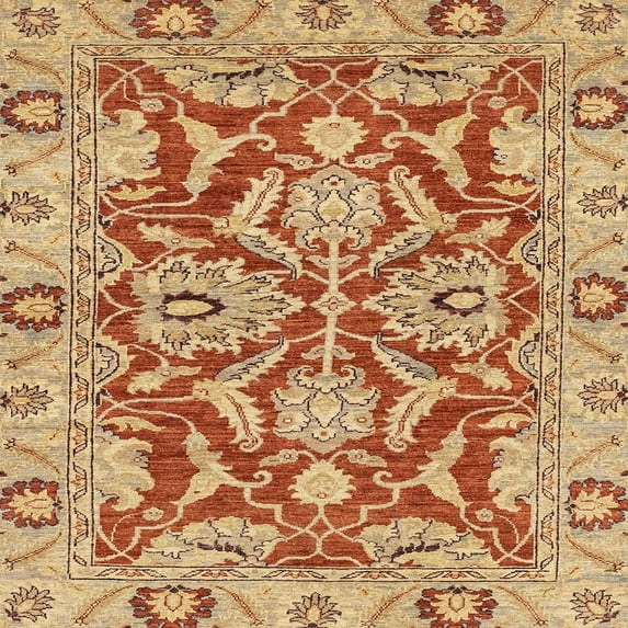 Ahgly Company Machine Washable Indoor Square Abstract Grapefruit Red Area Rugs, 7' Square