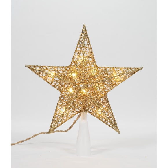 Étoile pour cime de sapin de Noël Holiday Time à lumières incandescentes transparentes de 9 pouces, dorée