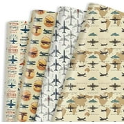 Airplane Wrapping Paper 12 Sheets Fighter Jet Military & Airplane Themed Designs Gift Wrap for Aviation Enthusiasts,Pilots,20"×28"