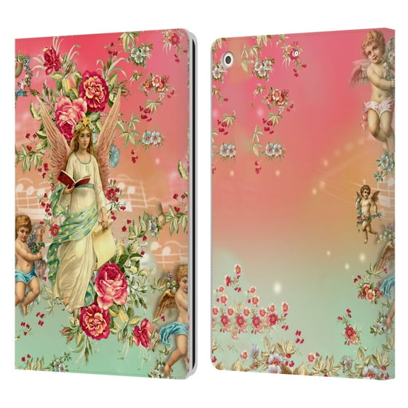 Head Case Designs Officially Licensed Mark Ashkenazi Florals Angels Leather Book Wallet Case Cover Compatible with Apple iPad 10.2 2019/2020/2021