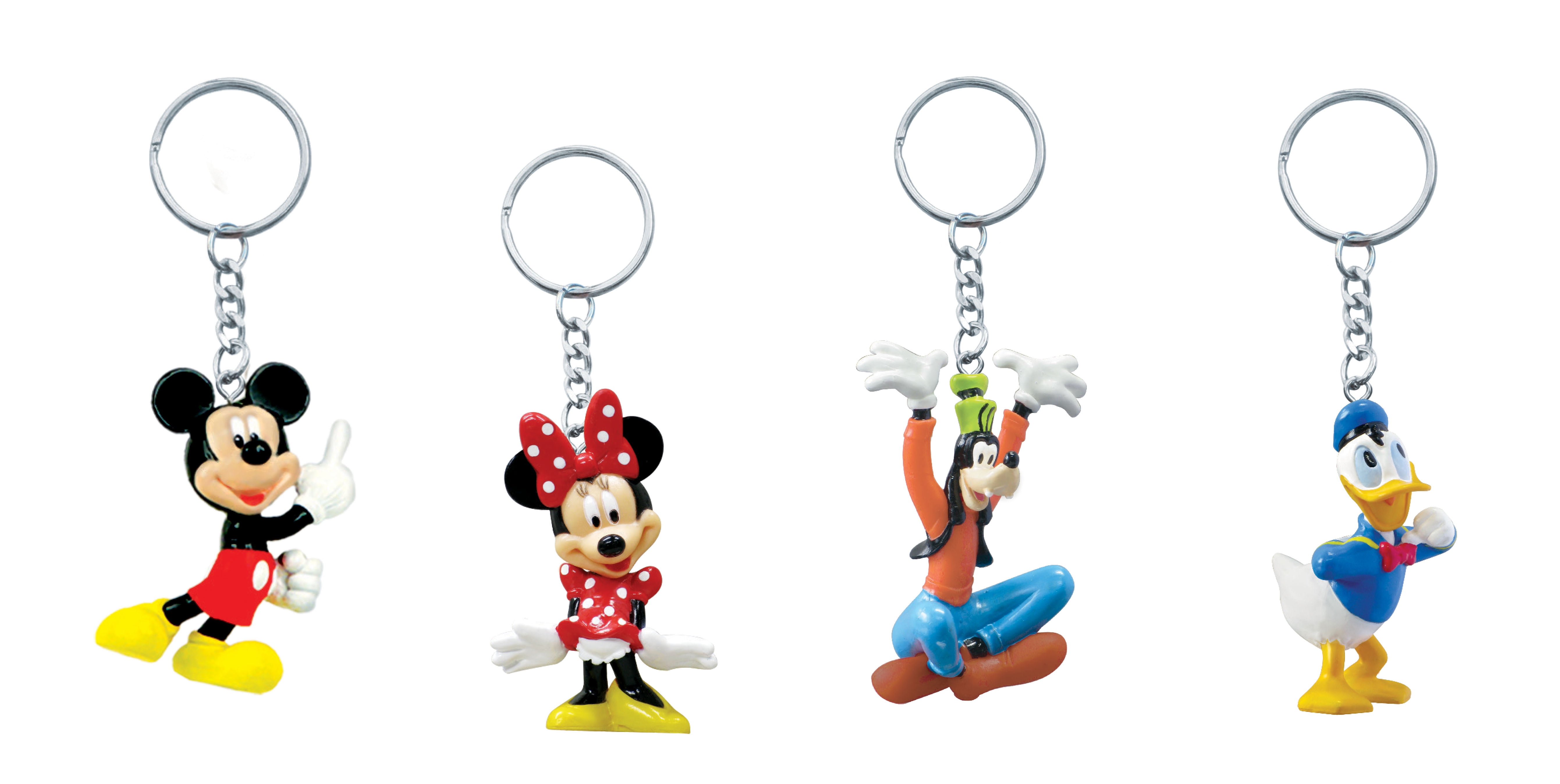 PVC Figural Key Chain Disney Mickey Minnie Goffy Donald Box Set of