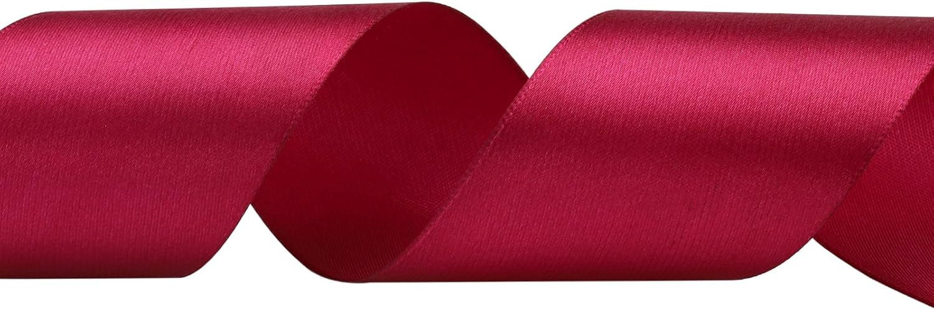2 inch x 50 Yards Deep Rose Single Face Satin Ribbon Solid Fabric Ribbon for Gift Wrapping Floral Bouquets Wedding Birthday Party Decoration Hair Floral Craft Sewing