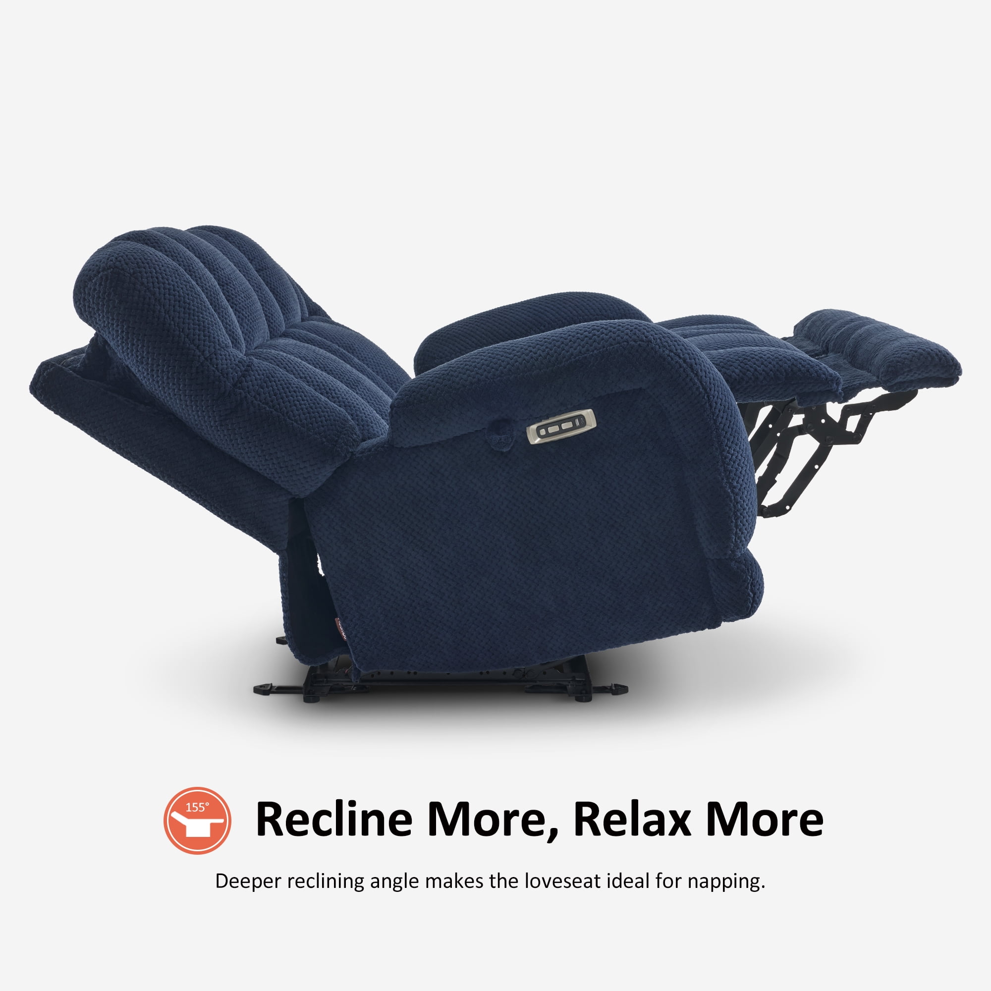 MCombo Power Recliner Loveseat Sofa with Adjustable Headrest, Heat and Vibration, 64.6" Fabric Electric Reclining Loveseat with USB Charge Ports for Living Room 6855