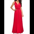 thumbnail image 3 of Vestido Maxi Sin Mangas, de Cintura Alta, Color Liso, con Tirantes Cruzados en la Espalda y Múltiples Usos para Mujer. Rojo XL, 3 of 8