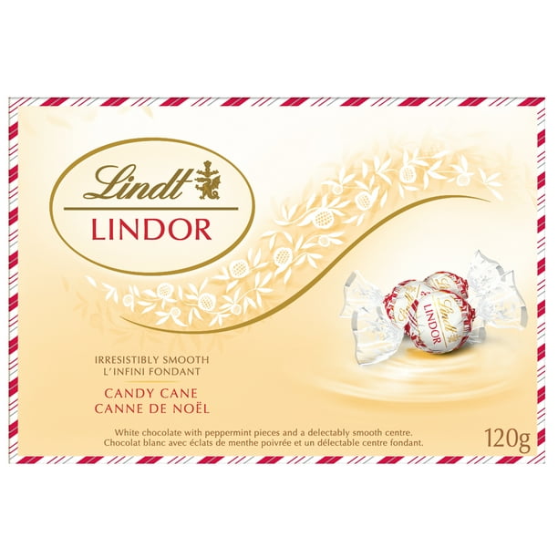 Truffes LINDOR au chocolat blanc à la canne de Noël de Lindt – Boîte (120  g) 120 g 