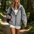 thumbnail image 6 of Hooded Jacket for Women Drop Shoulder Drawstring Adjustable Hem Solid Color Oversized Trendy Windbreaker with Pockets, 6 of 9