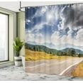 thumbnail image 5 of Ambesonne Landscape Shower Curtain, Road Hot Sunny Road, 69"Wx70"L, Amber Taupe Green, 5 of 5