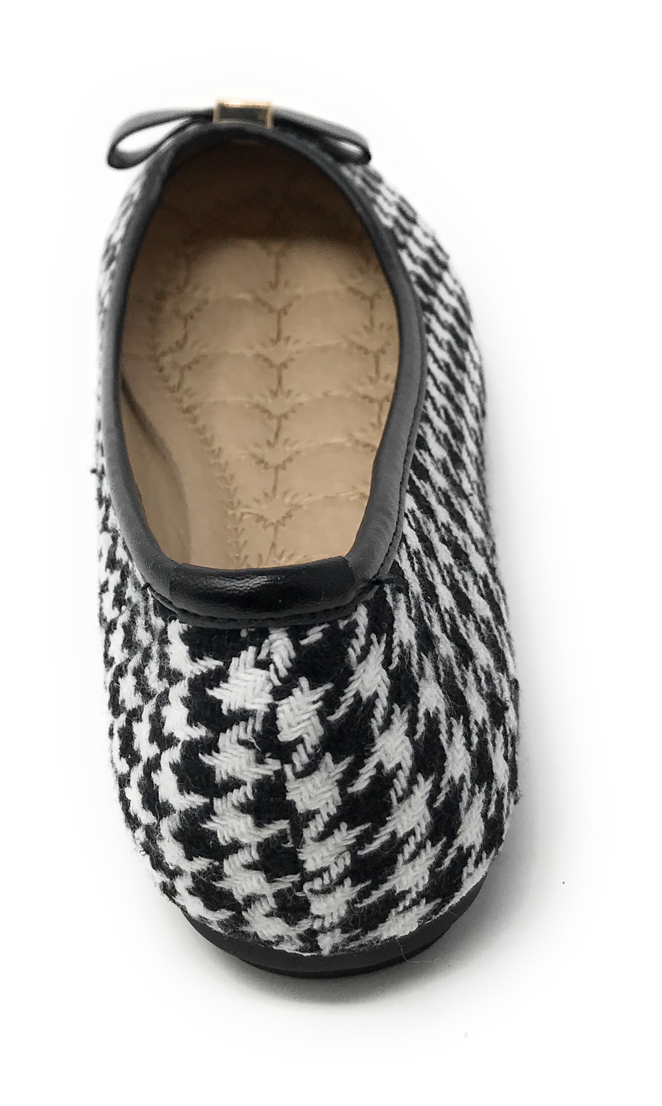 Victoria K Women's Houndstooth Print Gold Emblem Solid Color Bow Ballerina Flats