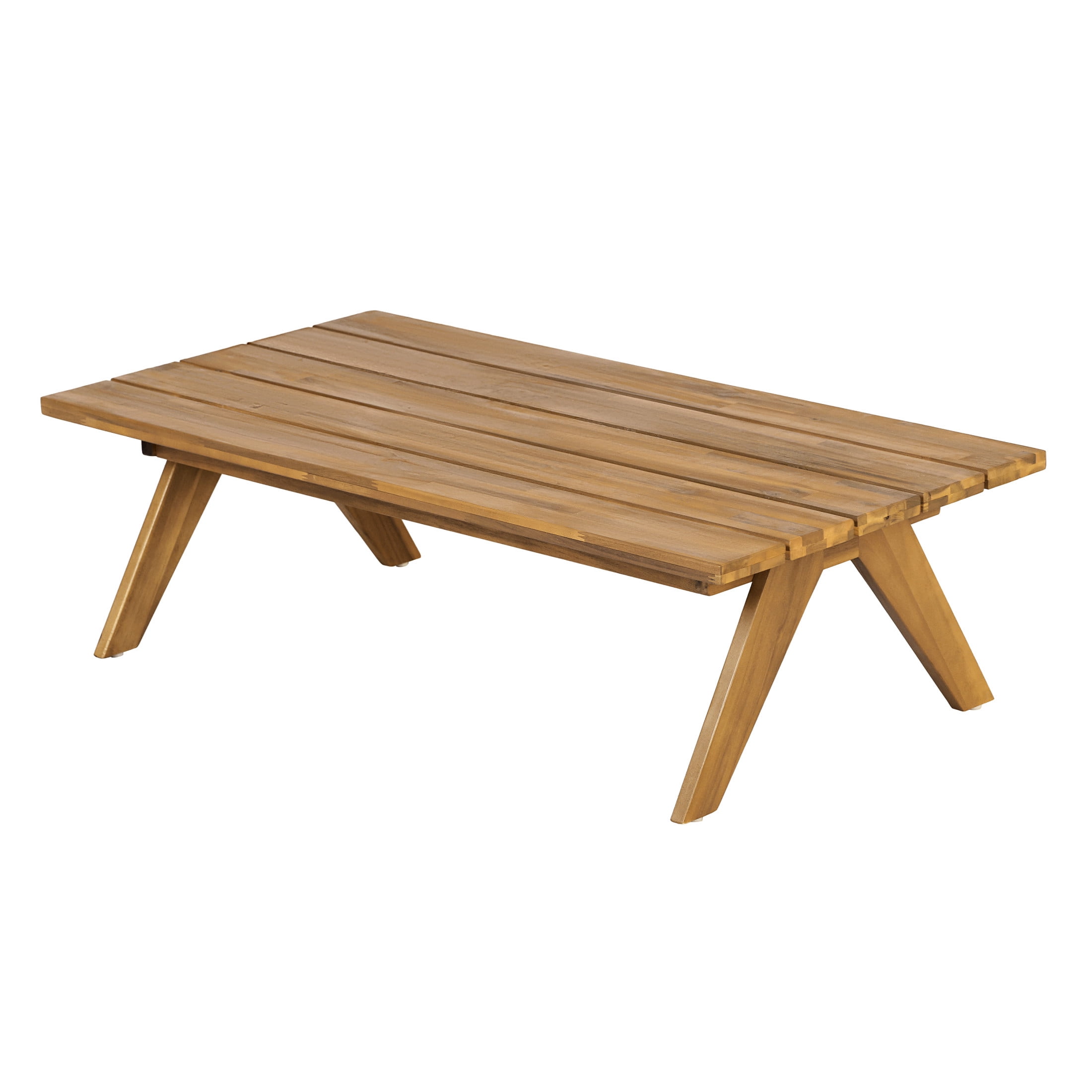 Christopher Knight Home 42" Mid-Century Acacia Wood Coffee Table for Patios & Gardens, Slatted Top, Teak