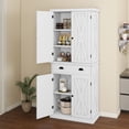 thumbnail image 3 of DWVO 72" Kitchen Pantry Storage Cabinet, Large Drawer Farmhouse Storage Cabinet with 4 Doors, 6-Tier Freestanding Buffet Cupboards for Dining Room Living Room, White, 3 of 12
