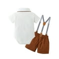 thumbnail image 2 of CARETOO Baby Boy Clothes Suits Beret Hat Suspender Shorts Pants Bow Tie Outfit Wedding Set 12-18 Months, 2 of 15