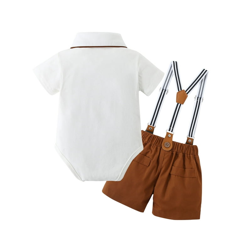 CARETOO Baby Boy Clothes Suits Beret Hat Suspender Shorts Pants Bow Tie Outfit Wedding Set 12 18 Months Walmart