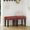 thumbnail image 3 of FAGAGA Two Leather Vanity Stool, Rectangle Ottoman Bench for Makeup Room, Vanity Chair with Wood Legs for Piano Room, Bedroom, Living Room | Red, 3 of 9