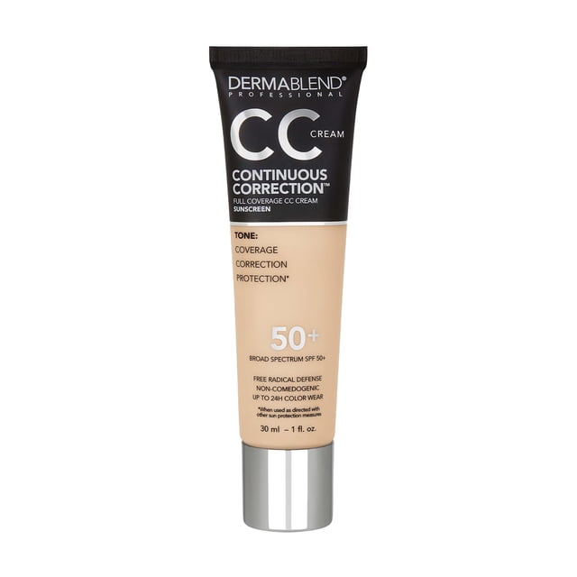 Dermablend Continuous Correction™ Tone-Evening CC Cream Foundation SPF 50+, Full Coverage Foundation Makeup & Color Corrector, Non-Comedogenic