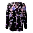 thumbnail image 4 of EHTMSAK Women's Oversized Sweatshirt Long Sleeve Shirts flower Compression Shirts for Women Purple Casual Long Sleeve Crew Neck Shirts Waffle Floral Petite Tops XXL, 4 of 5