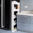 thumbnail image 3 of Carro De Almacenamiento Con Soporte Para Estante Y Carro De Cocina Deslizable Delgado De 5 Niveles, Blanco SM SunniMix Estante de almacenamiento delgado, 3 of 7