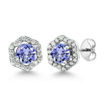 Gem Stone King 1.28 Ct Round Blue Tanzanite 925 Sterling Silver Earrings