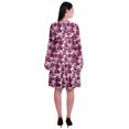 thumbnail image 4 of Moomaya Femmes Manches Longues Imprimé Genou Longueur Robe Évasée d'Été Fluide Robe, 4 of 6