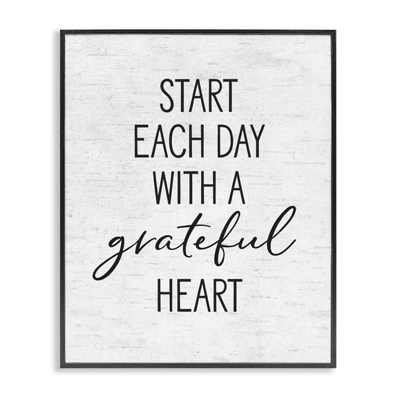 Stupell Industries Farmhouse Start Each Day with Grateful Heart Black Framed Giclee Art, 11 x 14, by Lettered and Lined
