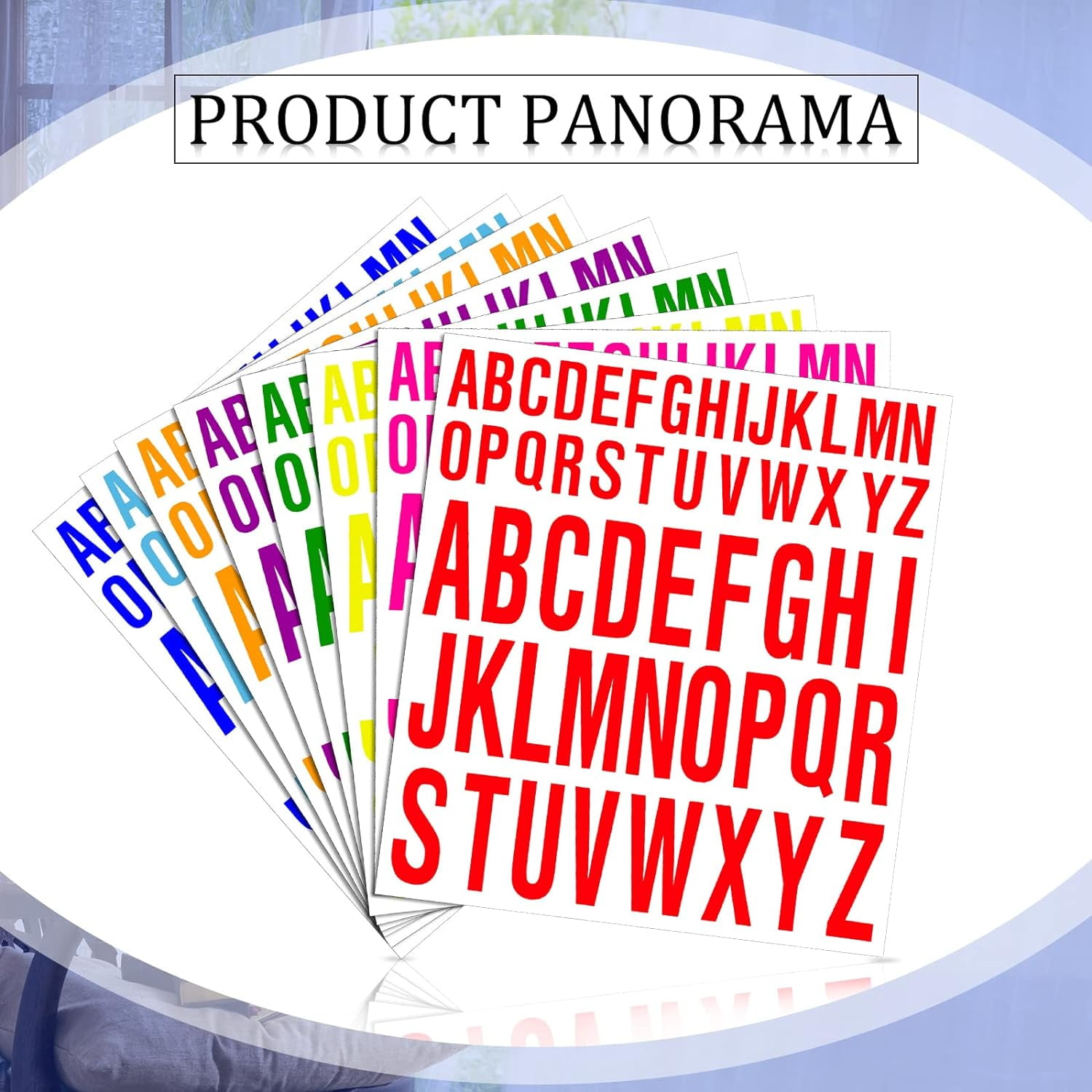 QTH 8 Sheet Self Adhesive Letters Stick on Vinyl Letters Capital Letter Stickers Alphabet Sticker Letter for Craft Door Car (Rainbow,1 Inch, 2 Inch)