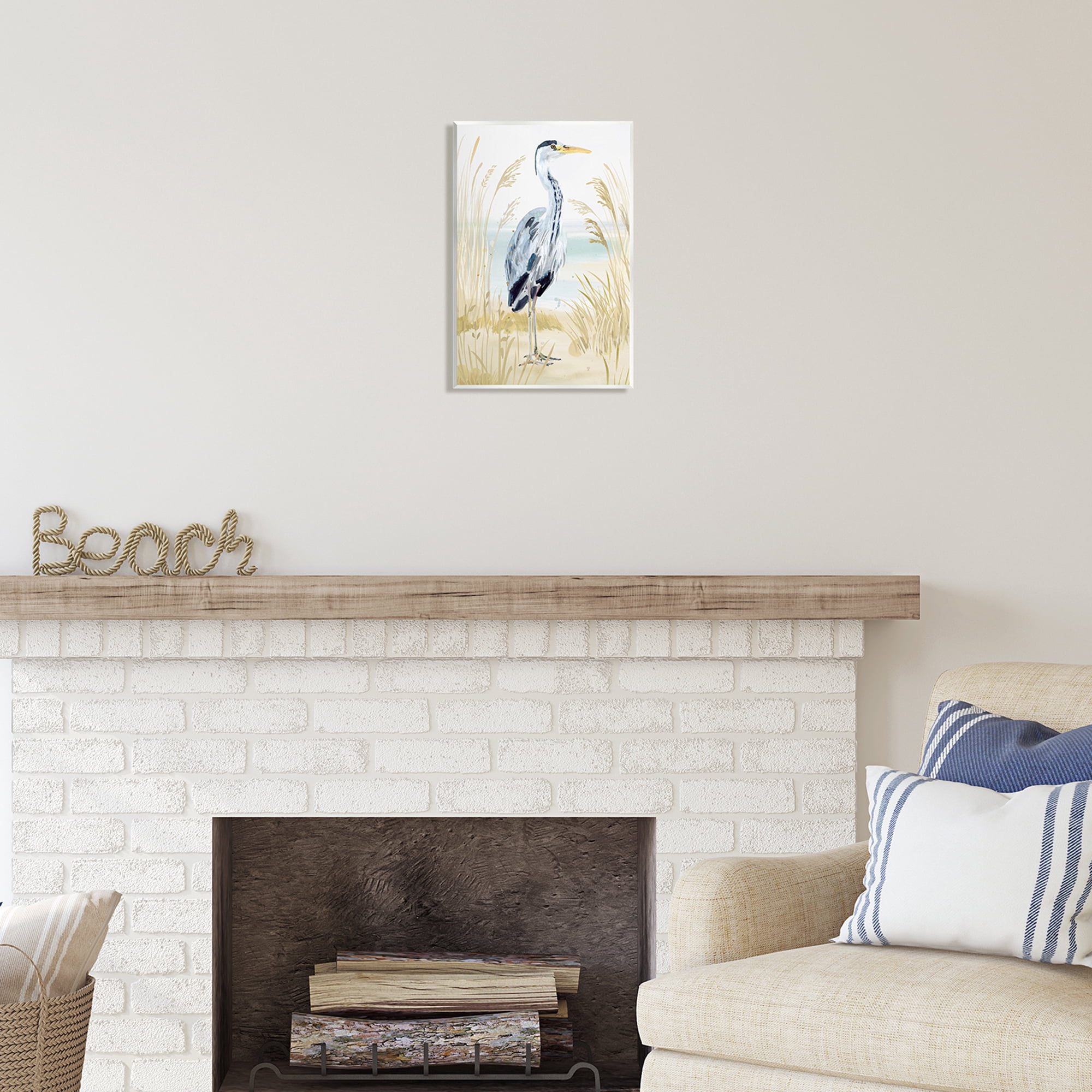 Stupell Industries Modern Heron on Beach Animals & Insects Painting Unframed Art Print Wall Art, 10 x 15