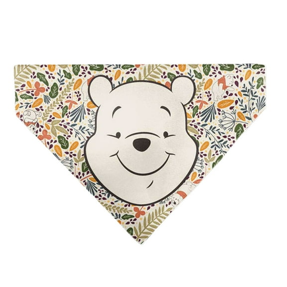 Disney Pet Bandana Winnie the Pooh Smiling Face Foliage Collage Multi Color Slip On Collar Bandana Only