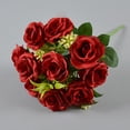 thumbnail image 2 of Artificial rose flower bouquet 10 small roses wedding decoration flowers, 2 of 10